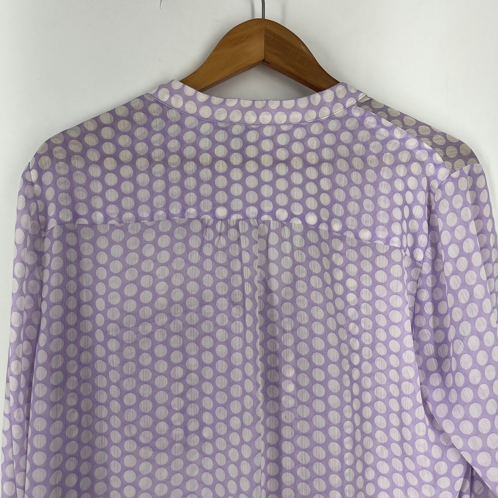 Kut from the Kloth Womens XL Lavender Polka Dot‎ Roll Tab Sleeve Blouse Purple - Picture 7 of 15
